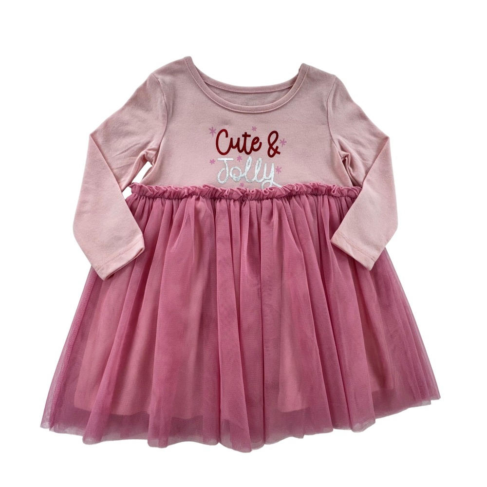 Okie Dokie Baby Girl 12M Pink Tulle Tutu Dress Christmas Holiday NWT